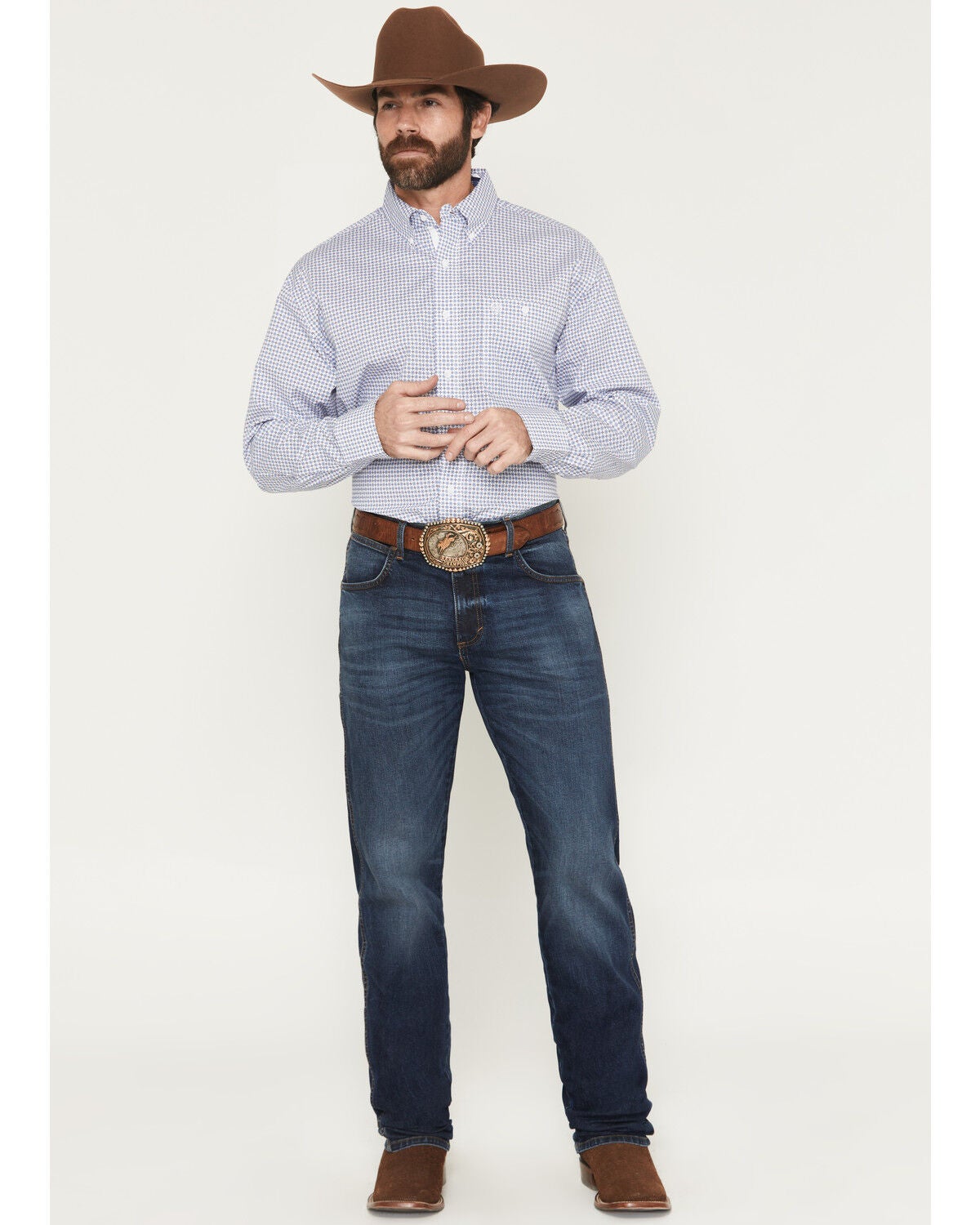 Image #1 - Wrangler Retro Men's 88MWZ Stanton Medium Wash Slim Straight Stretch Denim Jeans, Medium Wash, hi-res