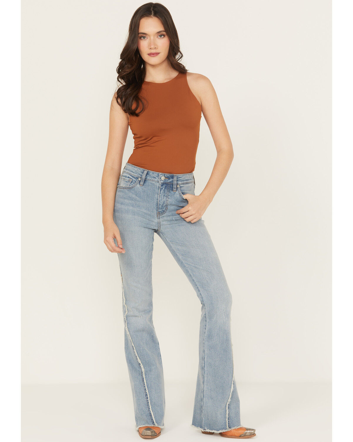 Image #1 - Shyanne Women's Luna High Rise Flare Stretch Denim Jeans, Medium Wash, hi-res