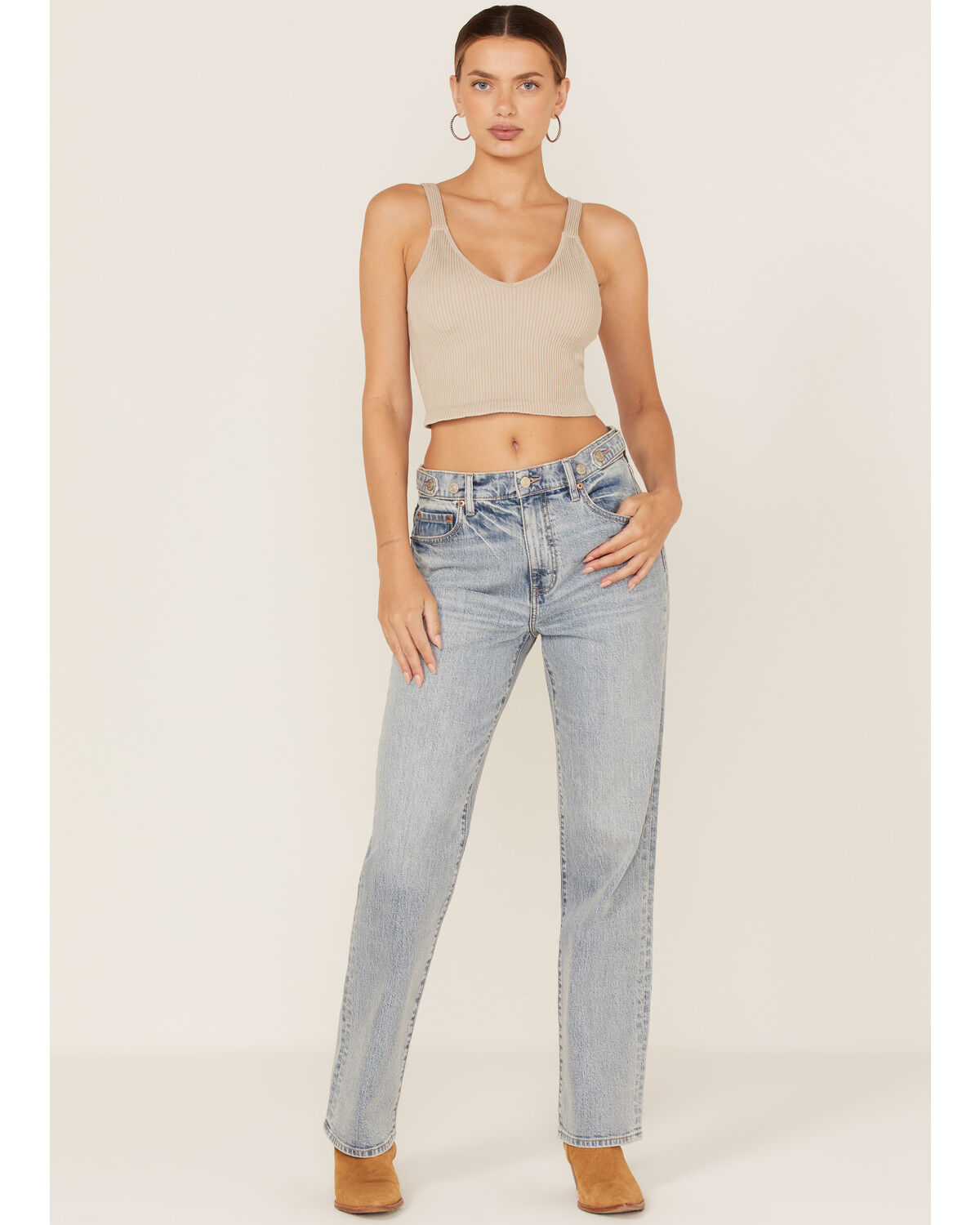 Image #1 - Daze Women's Medium Wash High Rise Straight Jeans, Blue, hi-res