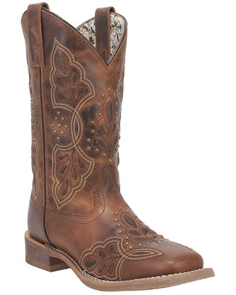 Laredo Women's Dionne Western Boots - Broad Square Toe, Camel, hi-res
