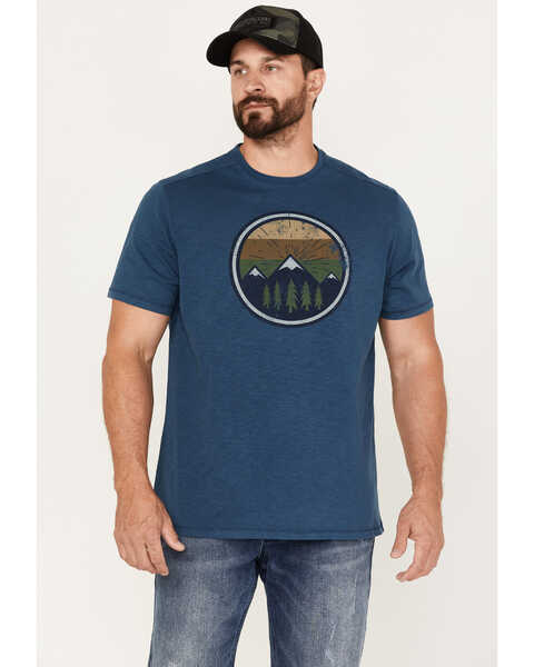 Image #1 - Brothers and Sons Men's Mountain Range Circle Graphic T-Shirt , Blue, hi-res