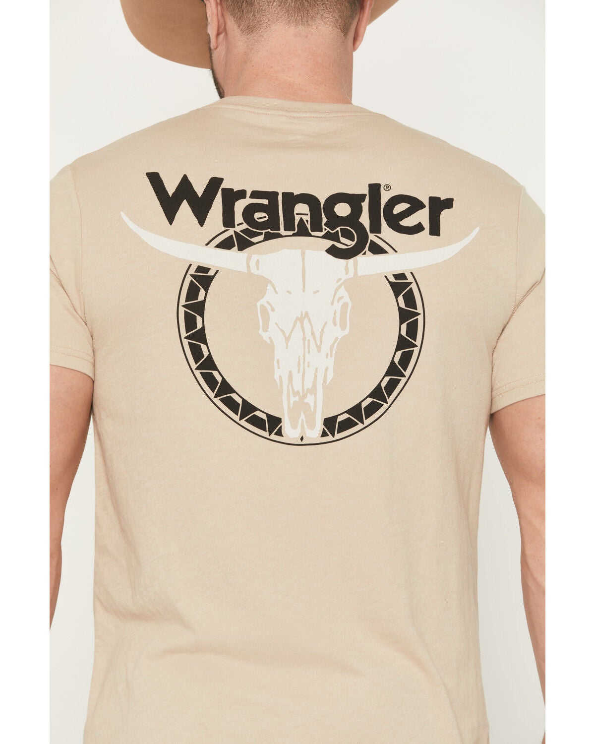 Image #4 - Wrangler Men's Boot Barn Exclusive Steerhead Short Sleeve Graphic T-Shirt, Off White, hi-res