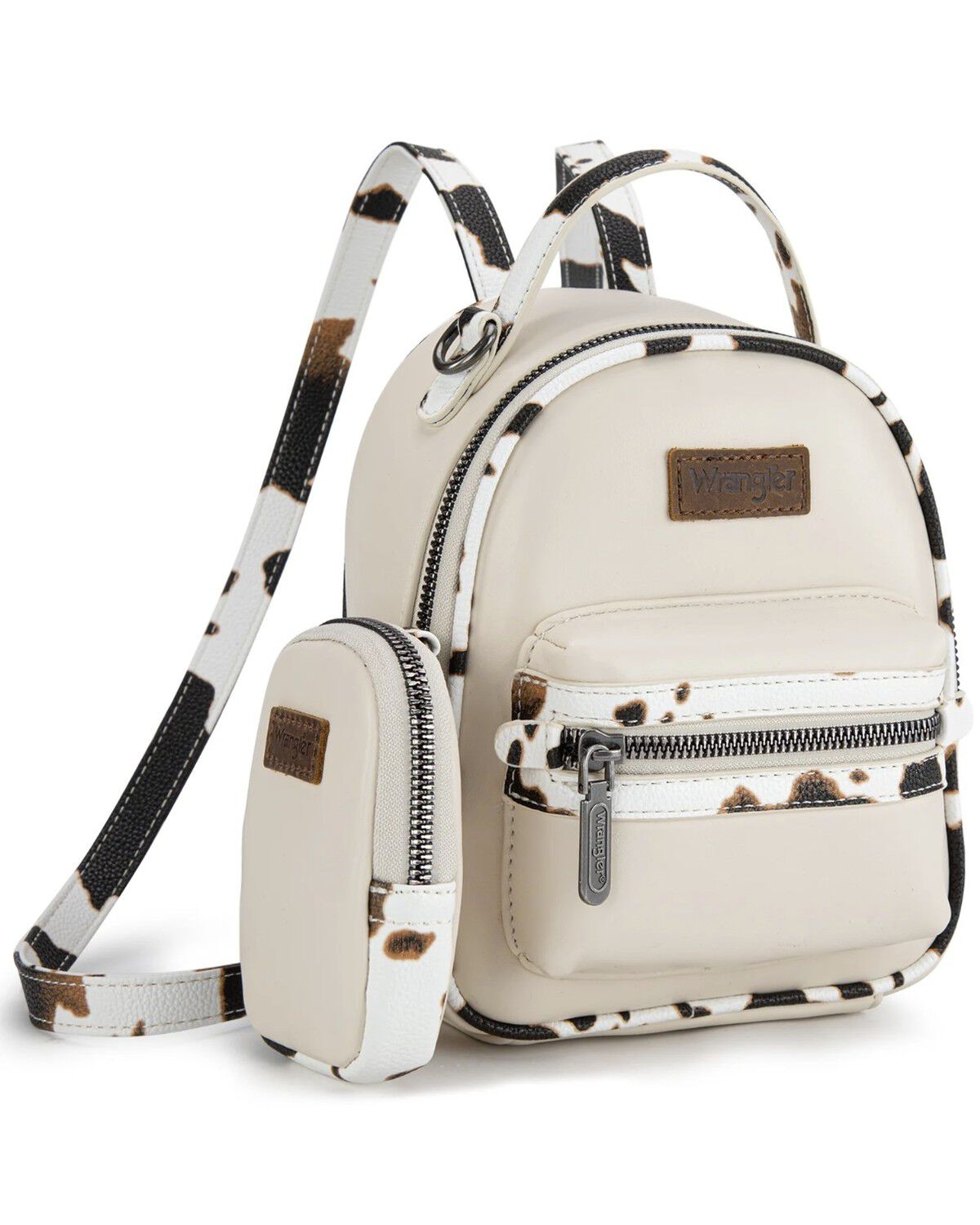 Image #2 - Wrangler Women's Cow Print Trim Mini Backpack with Coin Pouch, Tan, hi-res