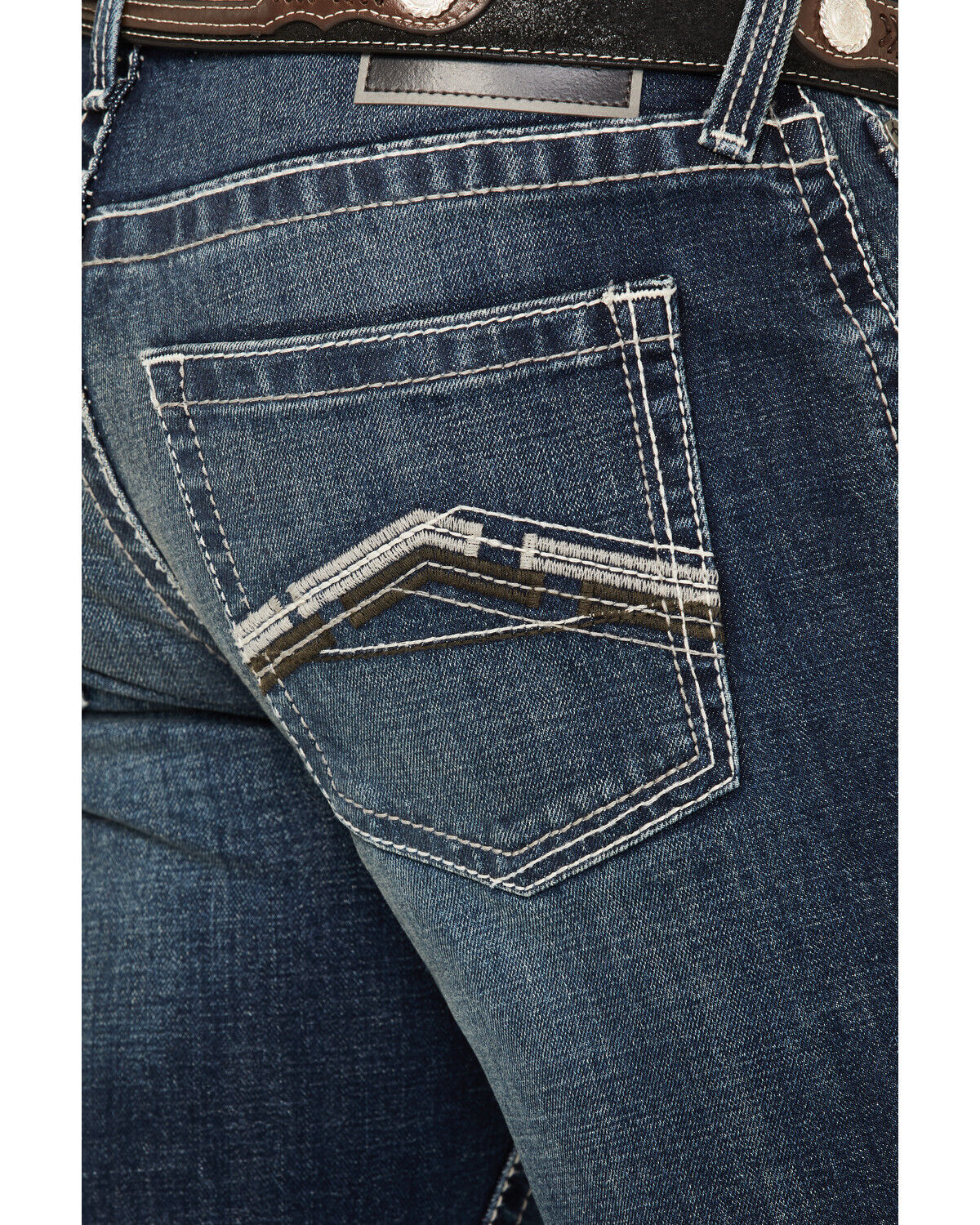 Image #3 - Ariat Men's M5 Ford Remming Dark Wash Stretch Straight Leg Jeans, Blue, hi-res