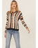 Image #2 - Panhandle Women's Striped Boho Hooded Sweater, Cream, hi-res