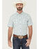 Image #1 - Moonshine Spirit Men's Blue Agave Floral Print Short Sleeve Snap Western Shirt, White, hi-res