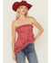 Image #1 - Shyanne Women's Bandana Print Asymmetrical Strapless Top, Red, hi-res