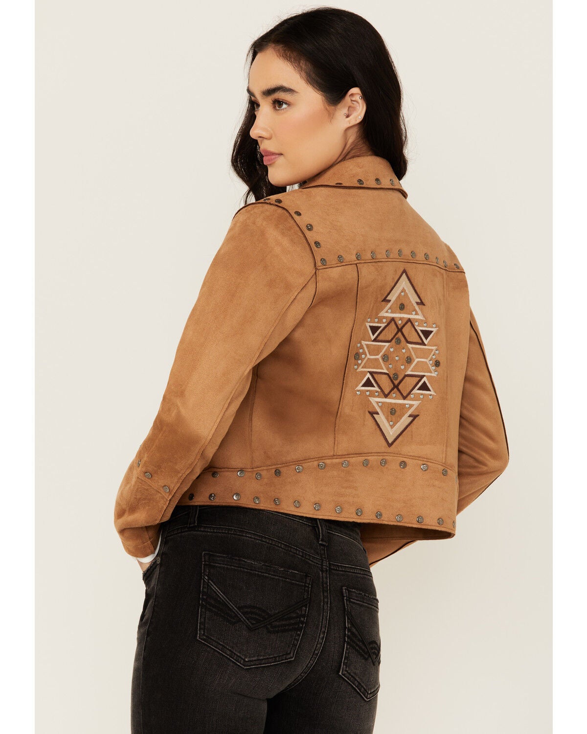 Idyllwind Women's Yorkshire Studded And Embroidered Moto Jacket, Tan, hi-res