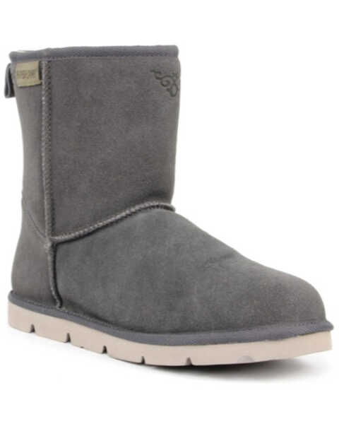 Superlamb Women's Argali 7.5" Suede Leather Pull On Casual Boots - Round Toe , Charcoal, hi-res