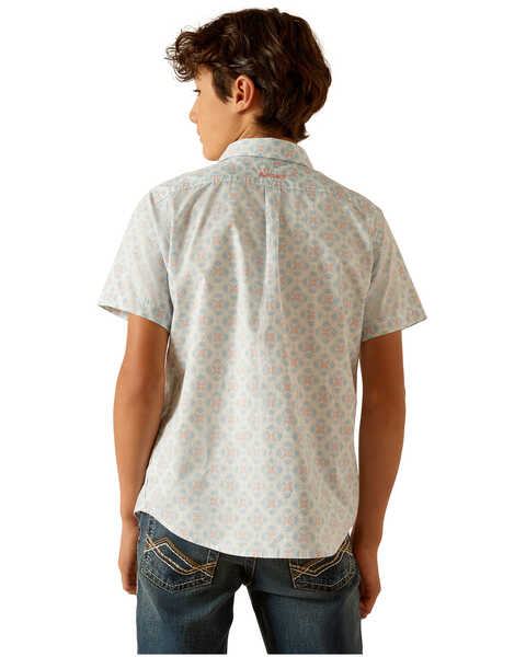 Image #3 - Ariat Boys' Kai Short Sleeve Button-Down Western Shirt , Aqua, hi-res