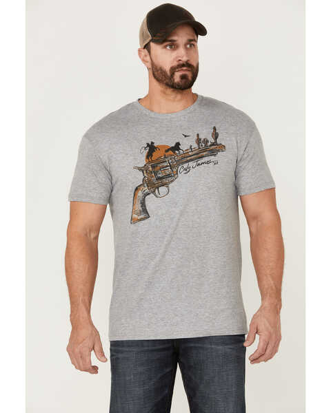Image #1 - Cody James Men's Gun Scene Graphic Charcoal T-Shirt , Grey, hi-res