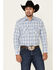 Wrangler Retro Men's Small Plaid Long Sleeve Western Shirt , Blue, hi-res