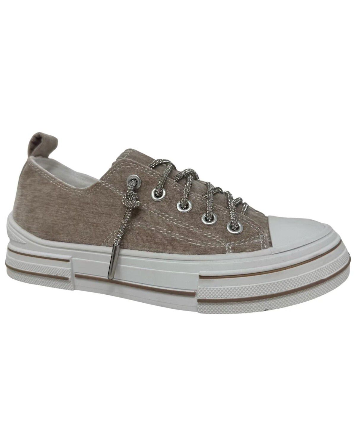 Image #1 - Very G Women's Aman Velvet Casual Sneakers, Nude, hi-res