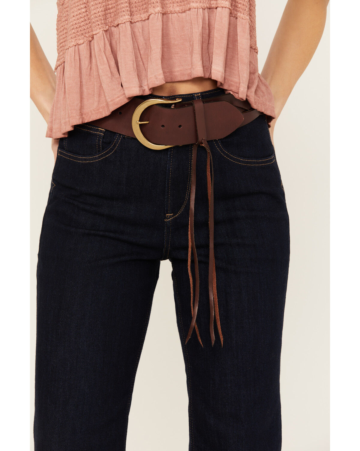 Image #2 - Cleo + Wolf Women's Brown Braided Fringe Belt, Brown, hi-res