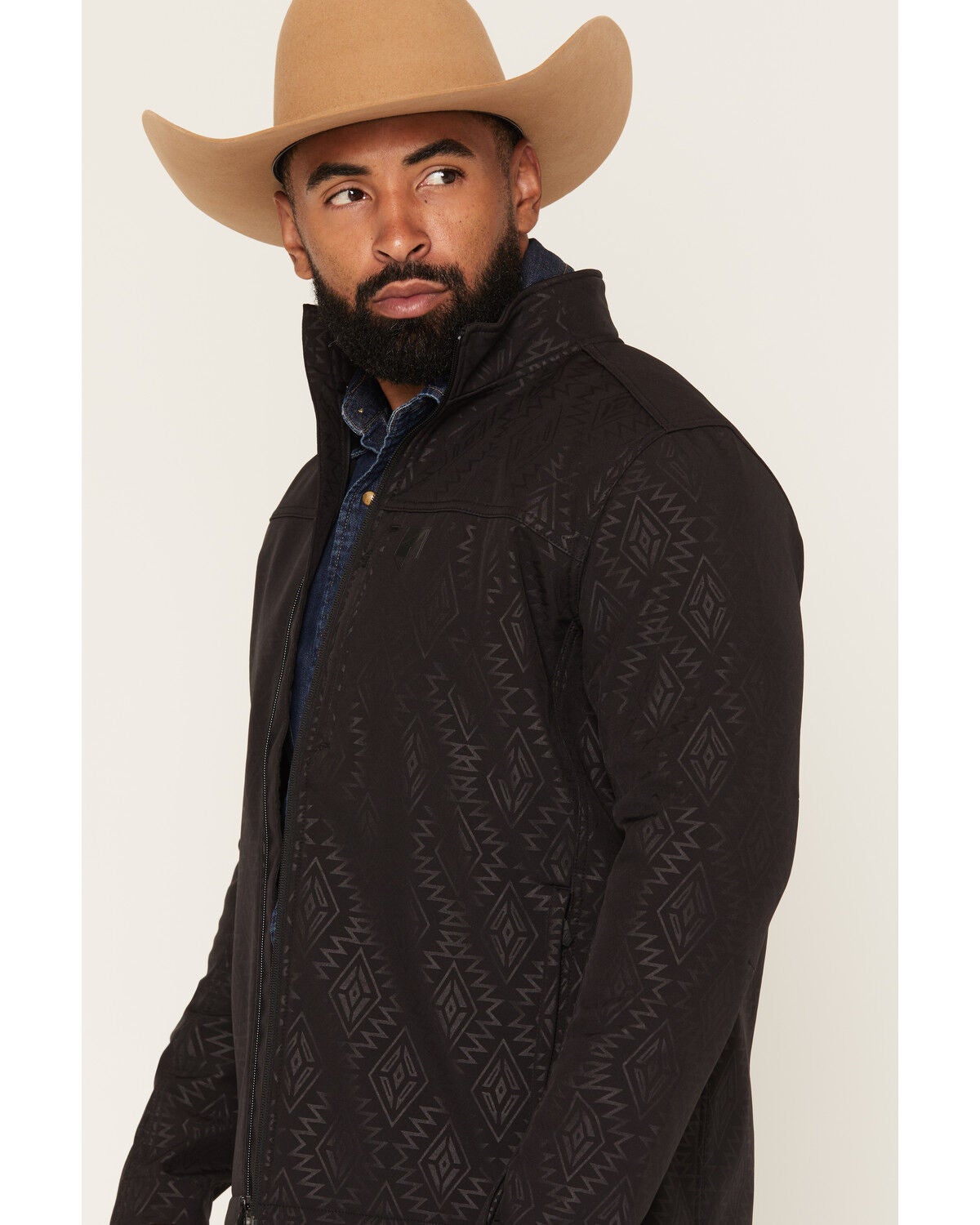 Image #2 - RANK 45&reg; Men's Buck Southwestern Print Softshell Jacket - Tall, Black, hi-res