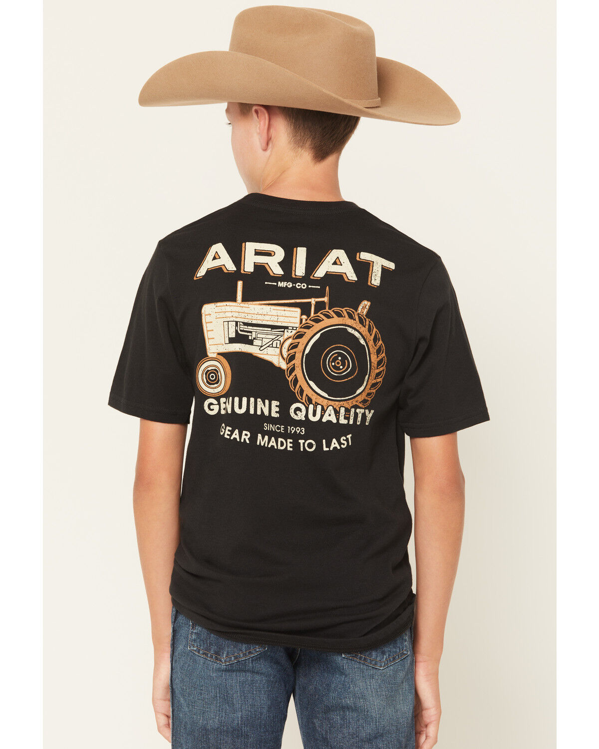 Image #1 - Ariat Boys' Tractor Short Sleeve Graphic T-Shirt, Black, hi-res