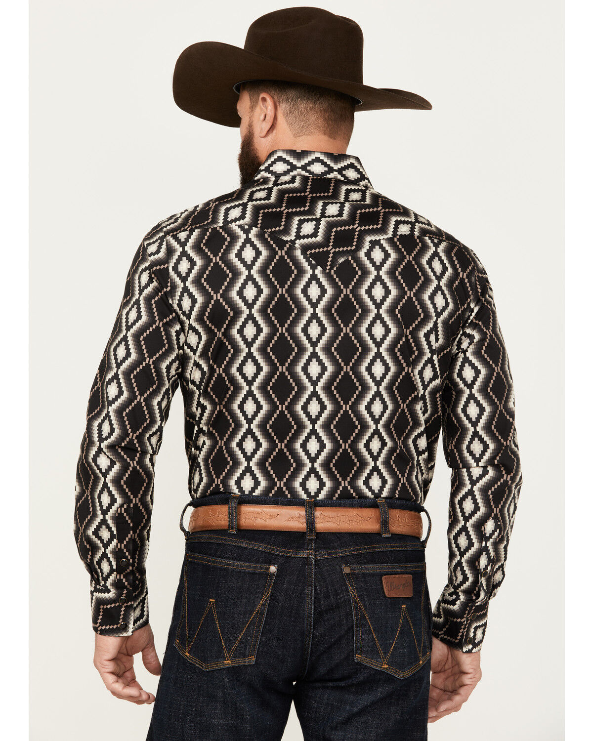 Image #4 - Rock & Roll Denim Men's Southwestern Print Long Sleeve Snap Stretch Western Shirt, Black, hi-res