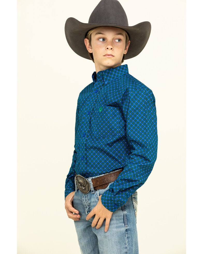 Cinch Boys' Royal Blue Geo Print Long Sleeve Western Shirt Sheplers