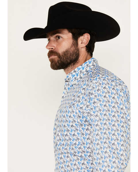 Image #2 - Ariat Men's Peerce Cowboy Print Long Sleeve Button-Down Western Shirt, White, hi-res