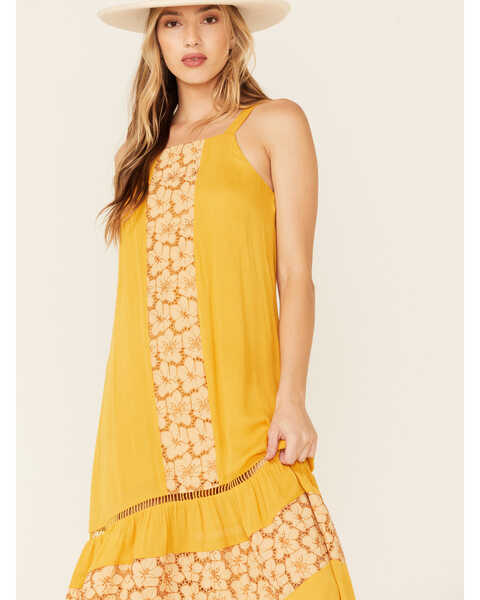 Image #2 - Miss Me Women's Crochet Midi Dress , Dark Yellow, hi-res