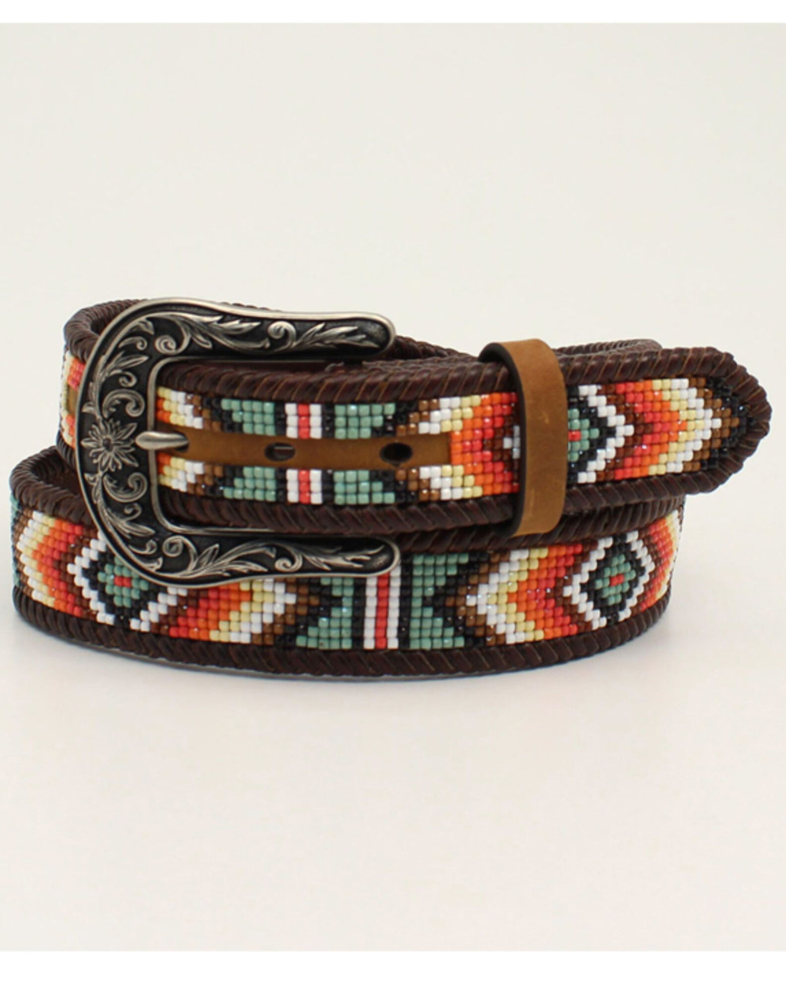 Image #1 - Nocona Women's Southwestern Beaded Western Belt, Tan, hi-res