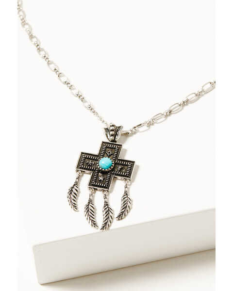 Image #1 - Shyanne Women's Southwestern Antique Cross Necklace , Silver, hi-res