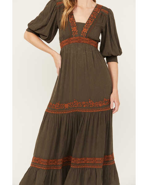 Image #4 - Shyanne Women's Two Tone Embroidered Dress, Forest Green, hi-res
