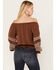 Image #4 - Shyanne Women's Satin Peasant Embroidered Blouse, Dark Brown, hi-res