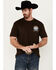 Image #2 - Cowboy Hardware Men's 8 Second Warrior Short Sleeve Graphic T-Shirt, Chocolate, hi-res