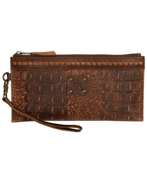 STS Ranchwear by Carroll Women's Catalina Croc Clutch , Brown, hi-res
