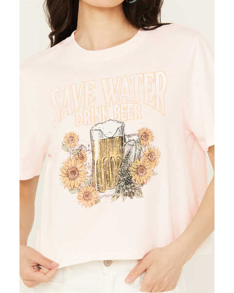 Image #3 - Cleo + Wolf Women's Save Water Boxy Graphic Tee, Mauve, hi-res
