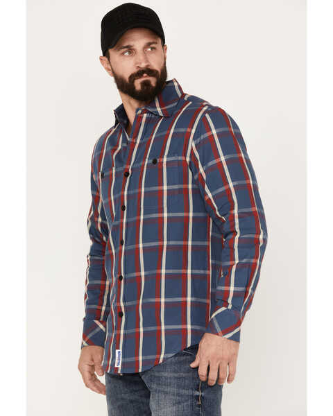 Image #2 - Resistol Men's Trinidad Plaid Print Long Sleeve Button Down Western Shirt, Blue/red, hi-res