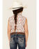 Shyanne Girls' Floral Print Sleeveless Western Snap Shirt, Ivory, hi-res