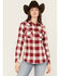 Image #1 - Wrangler Retro Women's Long Sleeve Snap Western Flannel Shirt, Red, hi-res
