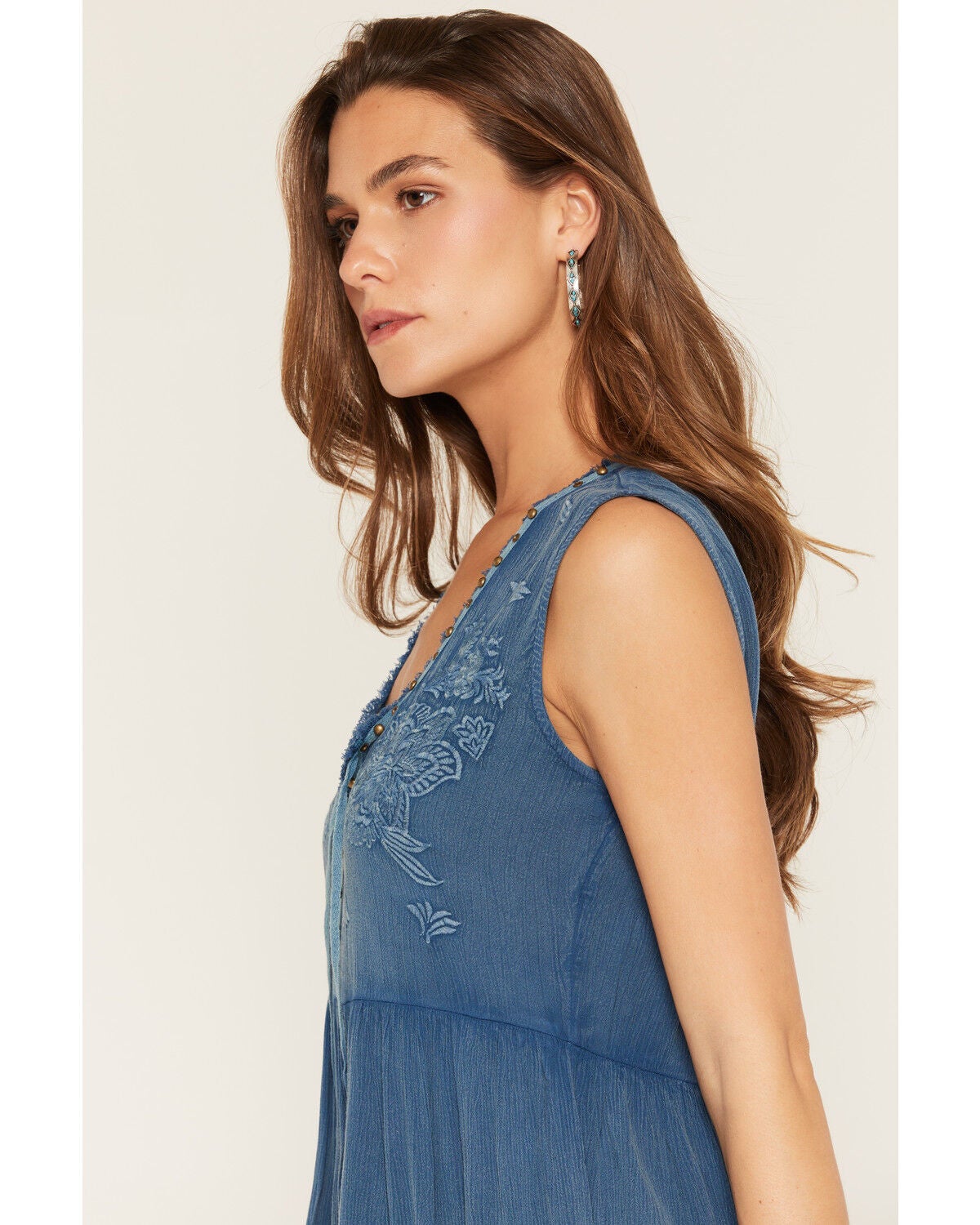 Image #2 - Shyanne Women's Madrid Embroidered Sleeveless Mini Dress, Deep Blue, hi-res