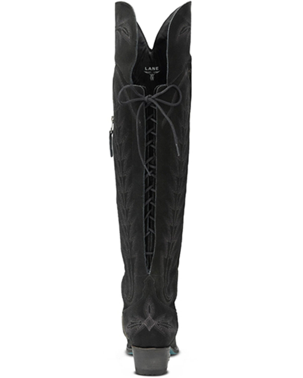 Image #5 - Lane Women's Lexington Over The Knee Suede Western Boots - Snip Toe, Black, hi-res