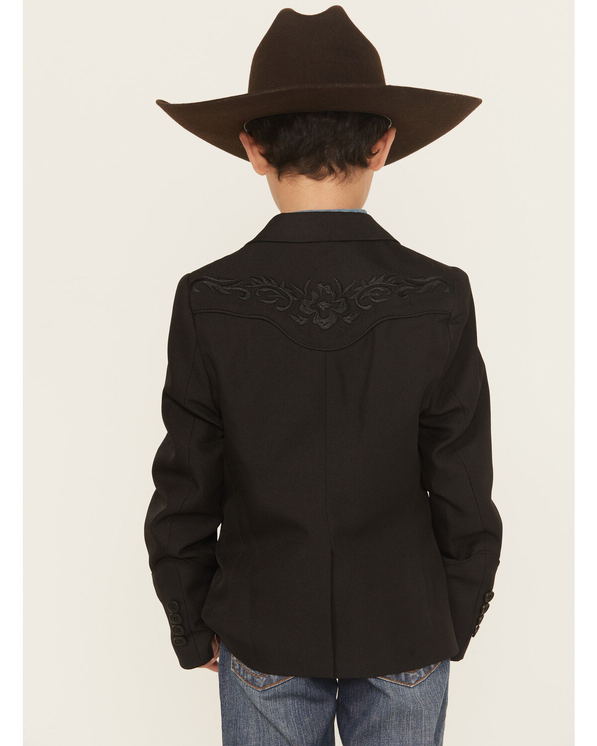 Image #4 - Scully Boys' Floral Embroidered Button-Down Sportcoat, Black, hi-res