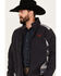 Image #2 - Cowboy Hardware Men's Serape Block Softshell Jacket, Dark Grey, hi-res