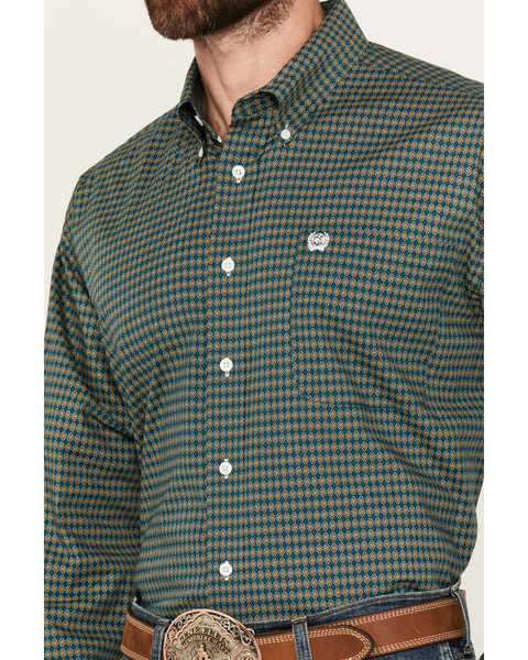 Image #3 - Cinch Men's Geo Print Long Sleeve Button-Down Western Shirt, Teal, hi-res