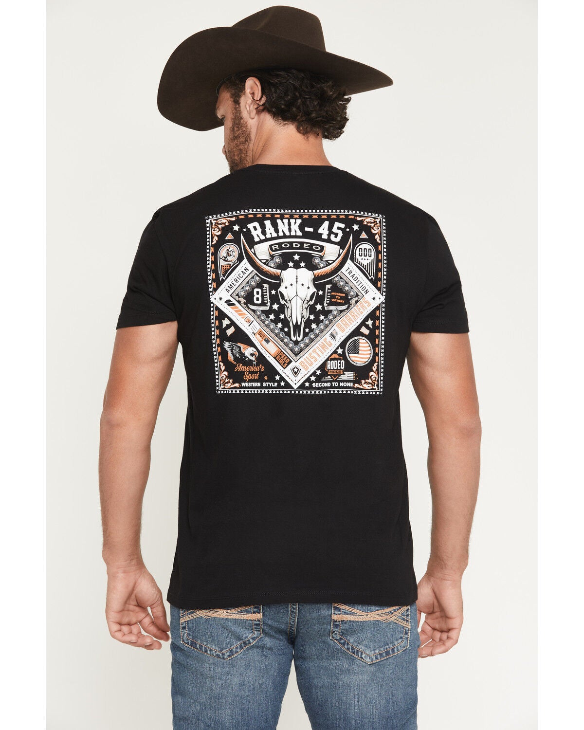 Image #1 - RANK 45&reg; Men's Bandana Square Short Sleeve Graphic T-Shirt, Black, hi-res