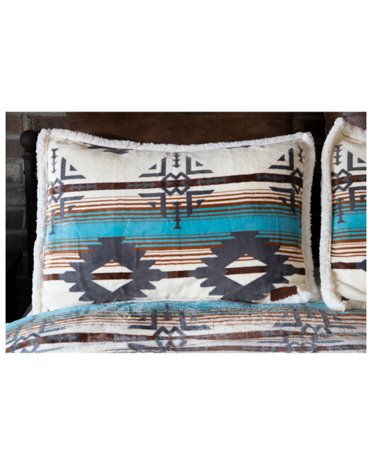 Image #2 - Wrangler Lone Mountain Plush Sherpa Bedspread Set - Queen, Blue, hi-res