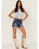 Miss Me Women's Sailor Flap Pocket Denim Jean Shorts, Blue, hi-res