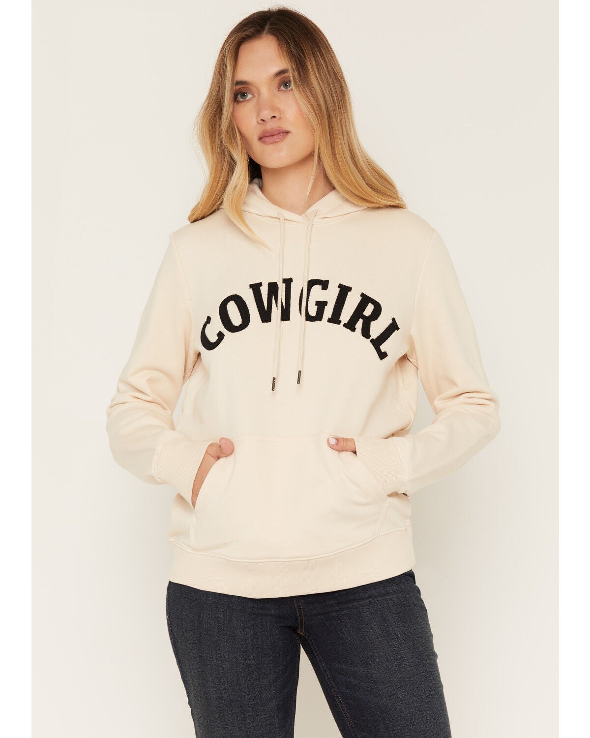 Wrangler Women's Cowgirl Hoodie, Cream, hi-res