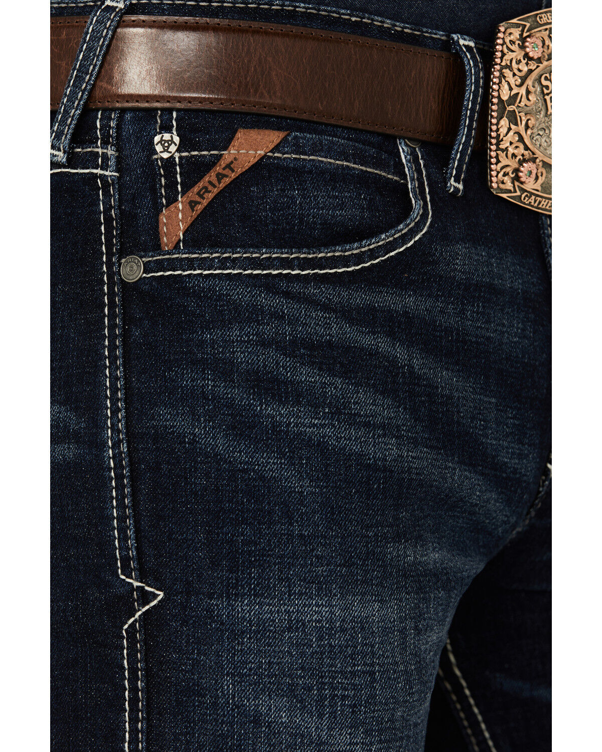 Image #2 - Ariat Men's M8 Dark Wash Nightingale Antelope Modern Slim Stretch Denim Jeans, Dark Wash, hi-res