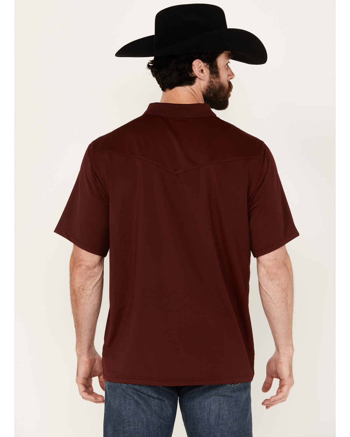Image #4 - RANK 45® Men's Herringbone Short Sleeve Polo, Burgundy, hi-res