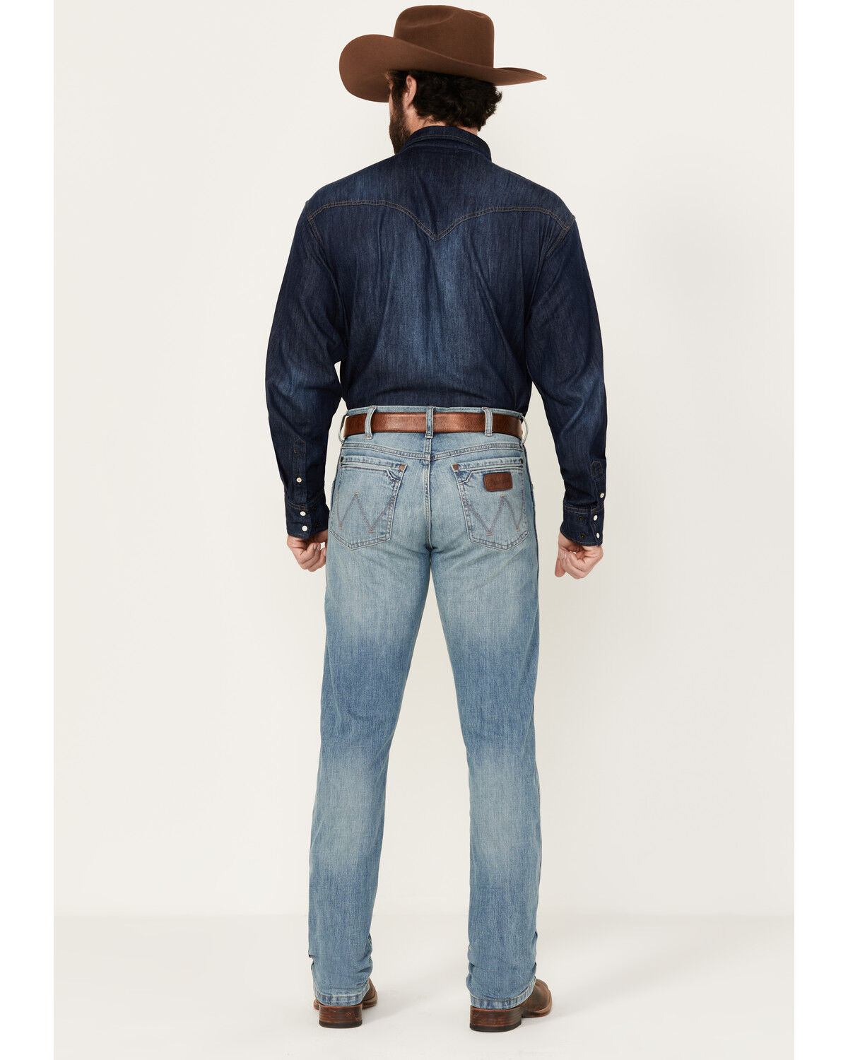 Image #3 - Wrangler Retro Men’s Jacksboro Light Wash Slim Straight Stretch Denim Jeans, Indigo, hi-res