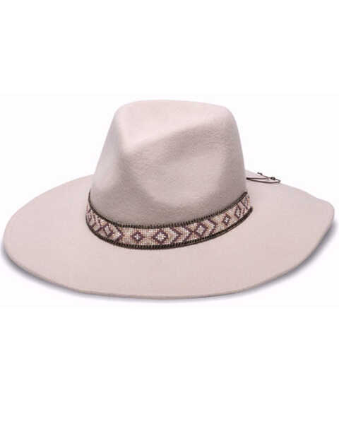 Image #1 - Nikki Beach Women's Tess Southwestern Beaded Felt Western Fashion Hat , Mauve, hi-res