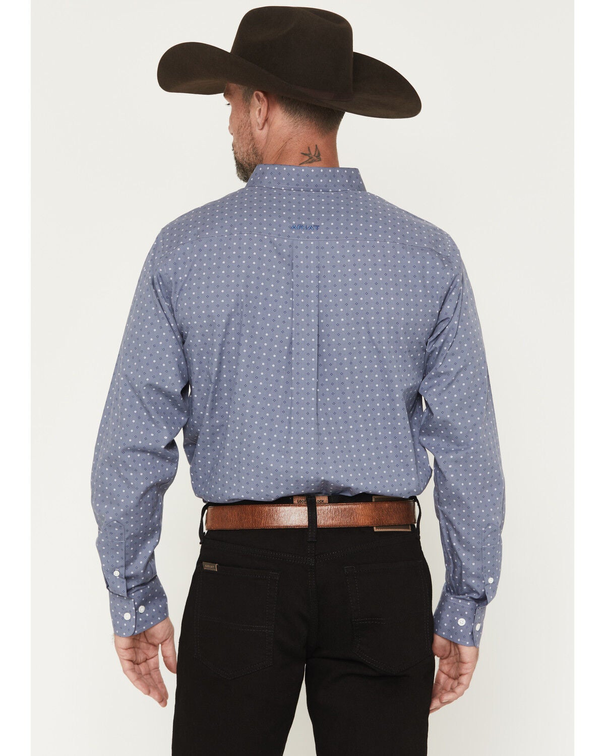 Image #4 - Ariat Men's Wrinkle Free Blaine Geo Print Fitted Long Sleeve Button-Down Western Shirt, Grey, hi-res