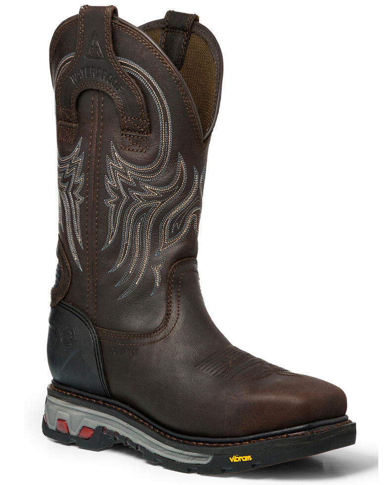 Justin Men's Warhawk Waterproof Work Boots - Composite Toe, Brown, hi-res