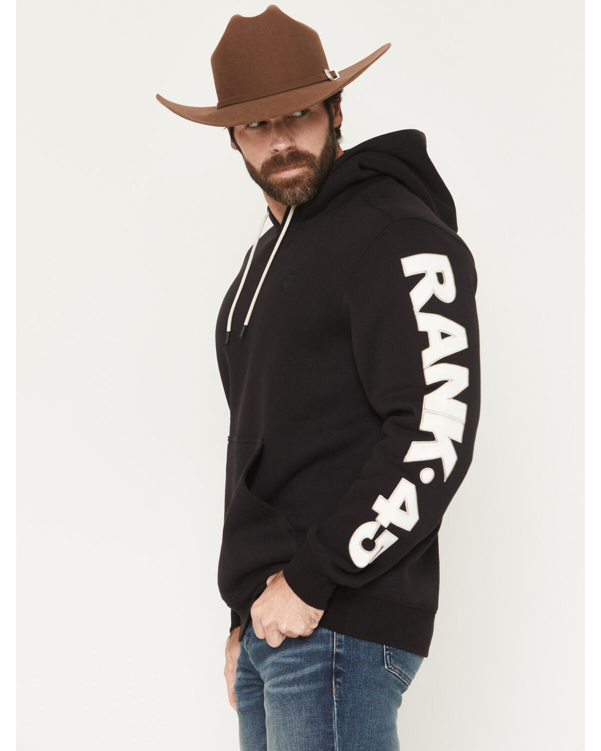 Image #3 - RANK 45&reg; Men's Logo Flank Embroidered Hooded Sweatshirt, Black, hi-res